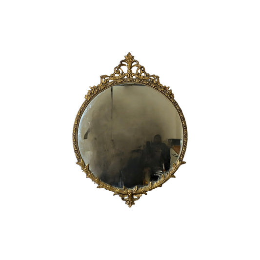 Antique Victorian Round Gilt Wood Wall Mirror