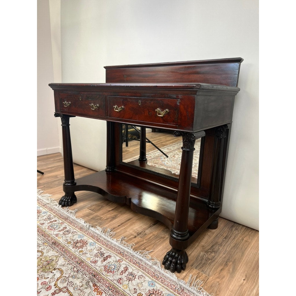 Antique Late Federal Mahogany Paw Foot Pier Table c. 1840