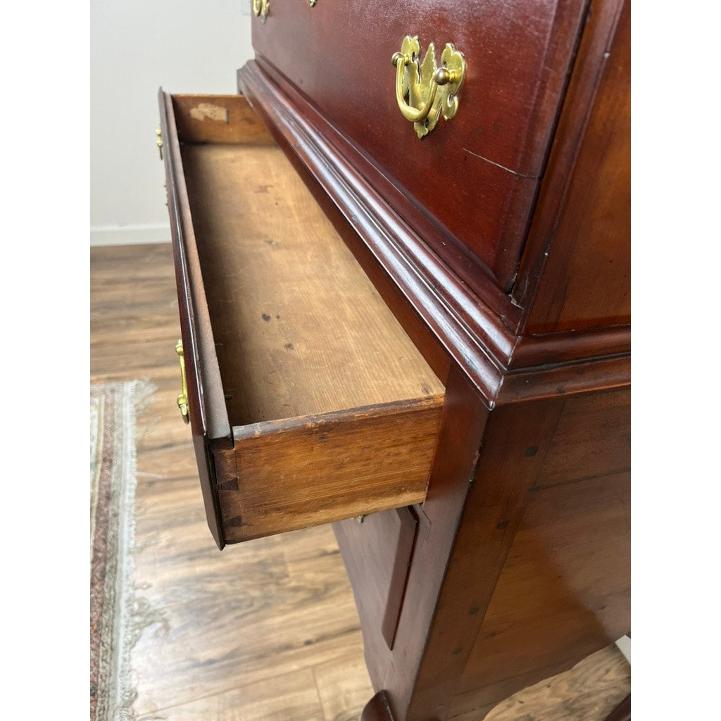 Antique Chippendale Cherry Highboy with Broken Swans Neck Pediment c. Late 18th Century