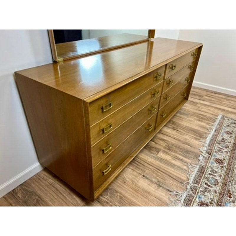 Mid-Century Modern Johnson Paul Frankl Eight Drawer Dresser with Mirror