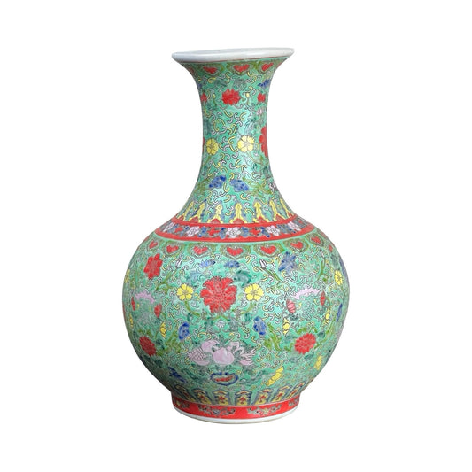 Antique Qing Dynasty Famille Rose Chinese Porcelain Vase with Qianlong Marking