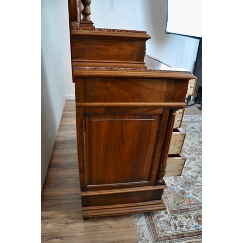 Antique French Napoleon III Four Drawer Dresser with Mirror c. Late 19th Century