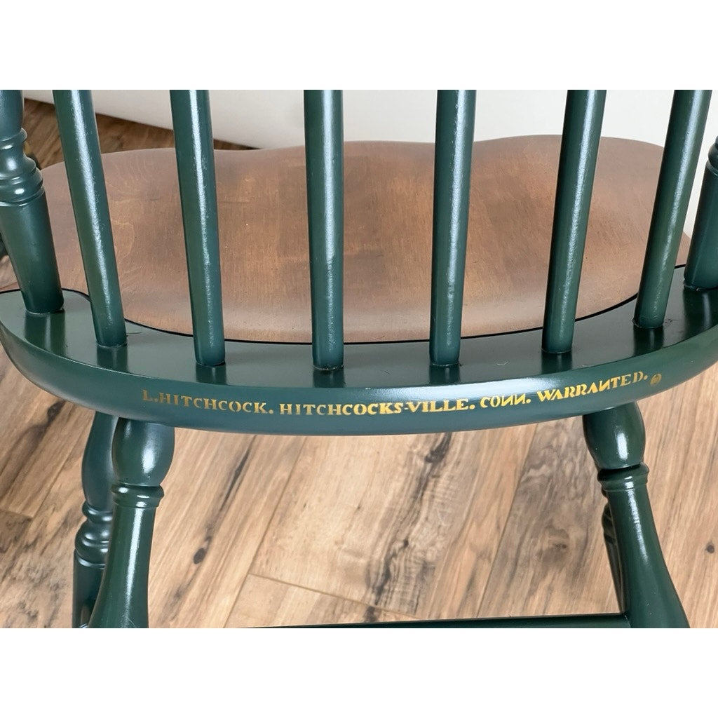 Pair of Hitchcock Windsor chairs with stenciled floral crest rail