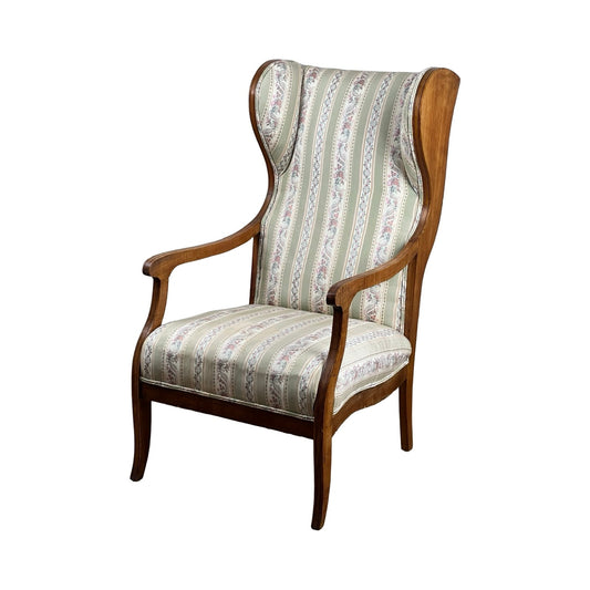 Antique 19th Century Biedermeier Fruitwood Wing Back Chair Probably German or Austrian