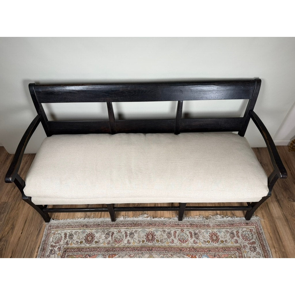 Antique English Oak Three-Seat Bench, Late 19th Century