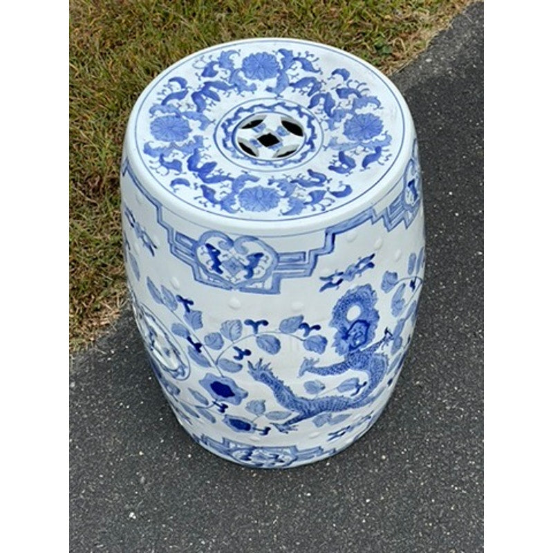 Vintage Chinese Blue and White Porcelain Garden Seat