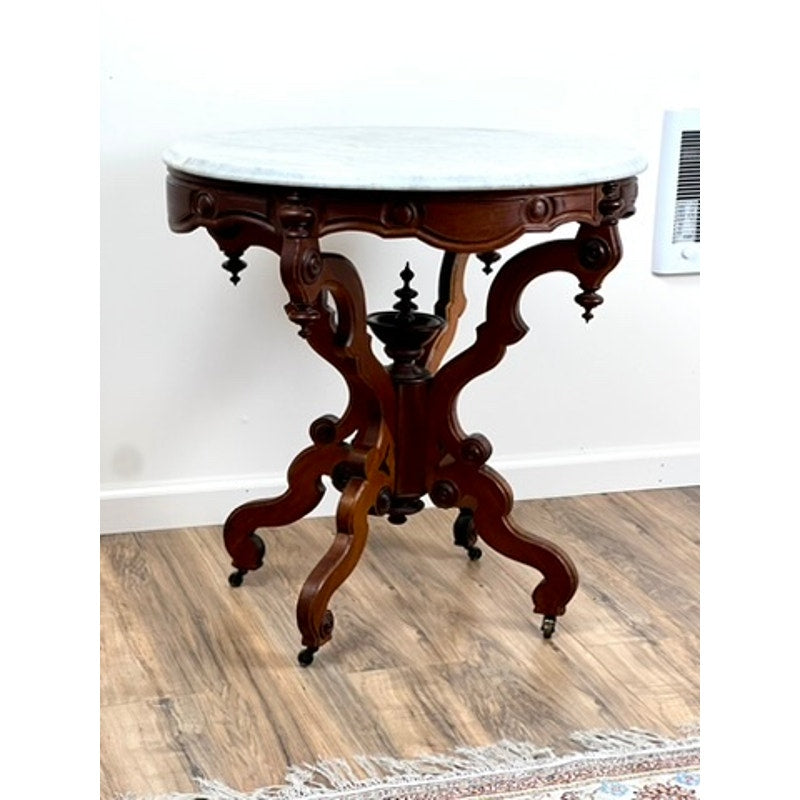 Antique Victorian Oval Marble Top Table c. 1880