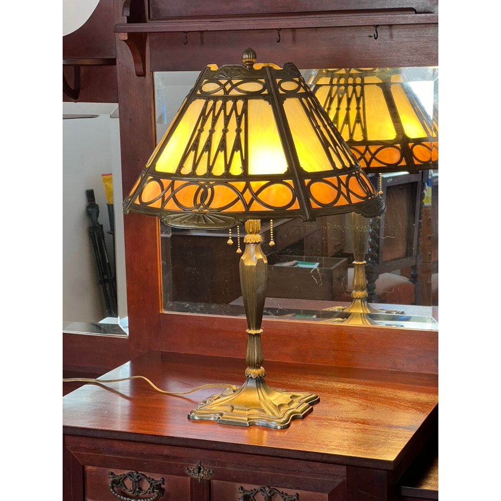 Antique Bradley & Hubbard Slag Glass Lamp