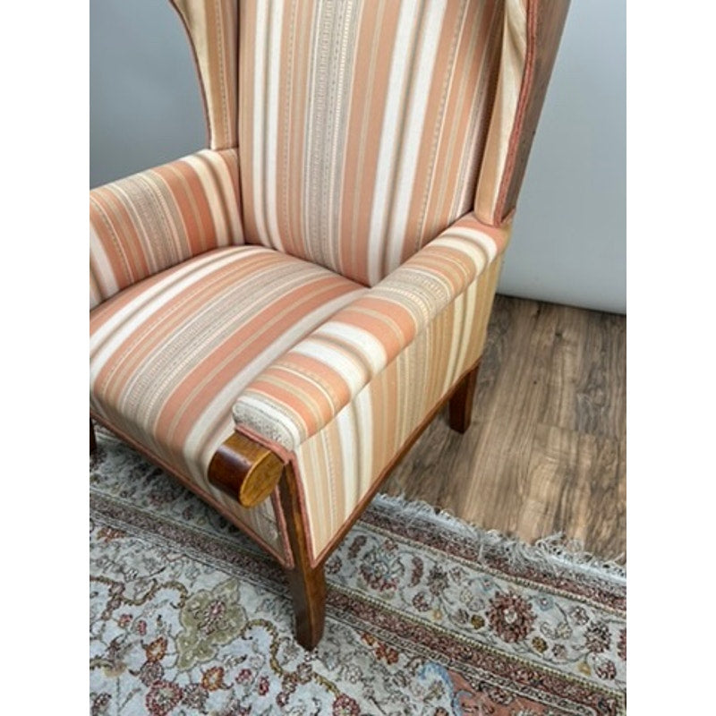 Antique Biedermeier fruitwood chair with minor upholstery fading