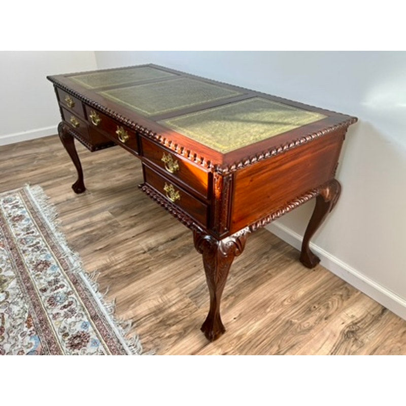 Vintage Chippendale Style Solid Mahogany Partners Desk