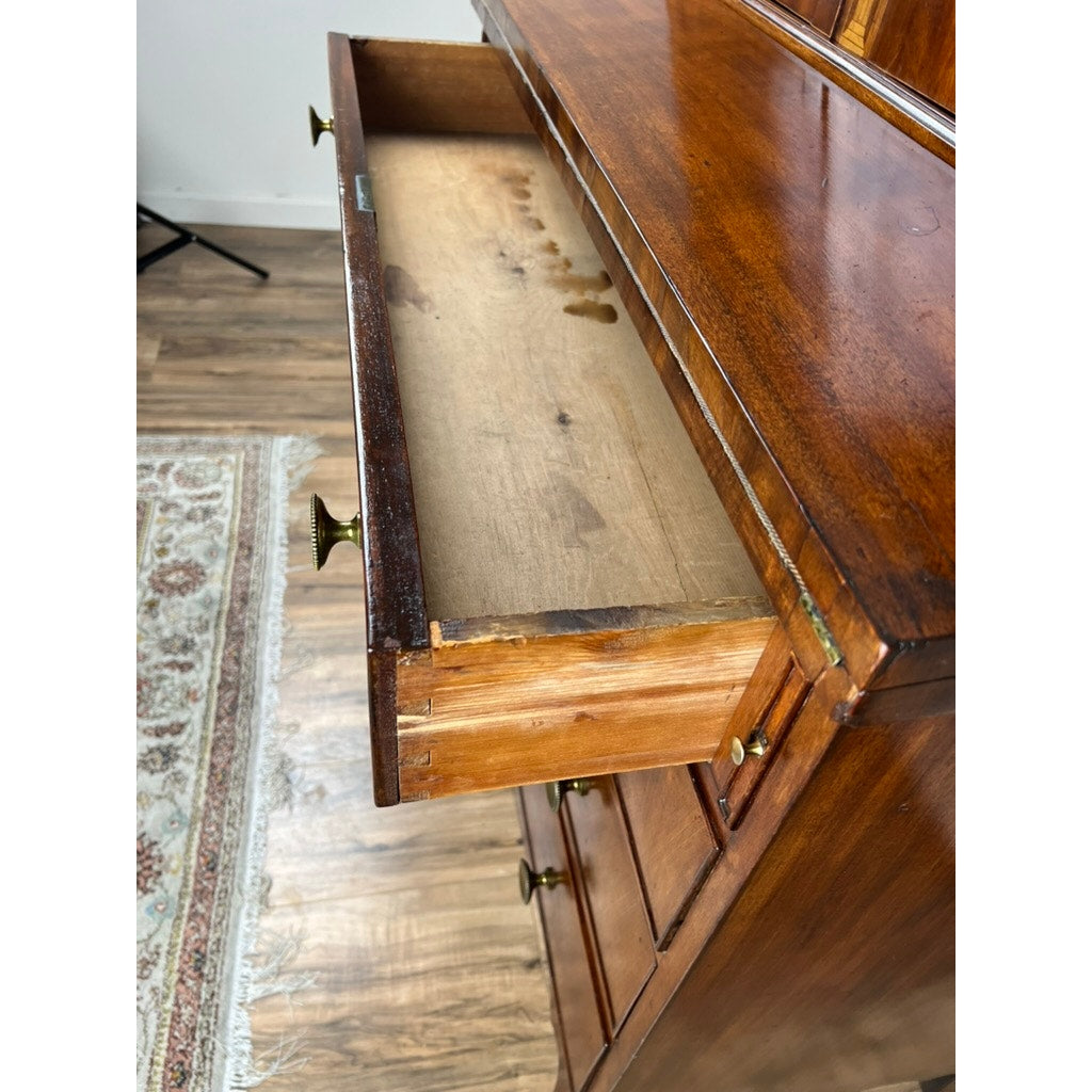 Antique Federal Period Flame Mahogany Blind Door Secretary c. Early 19th Century