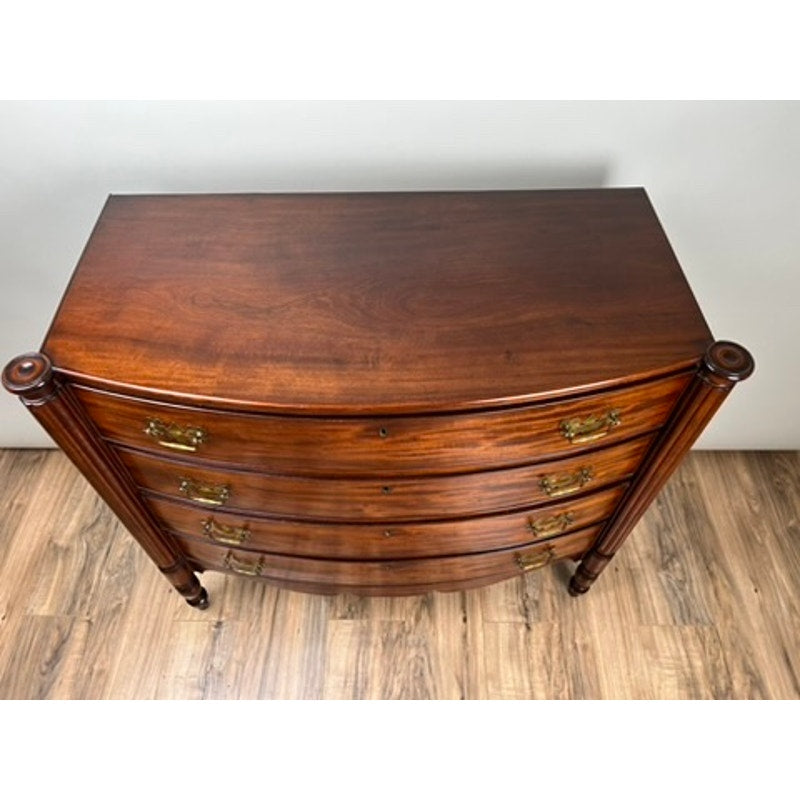 Antique Federal Period Sheraton Mahogany Bow Front Chest c. 1830