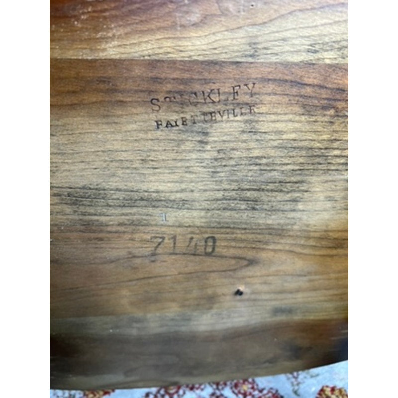 Pair of Stickley cherry Windsor chairs with tall spindle backs and scrolled crests