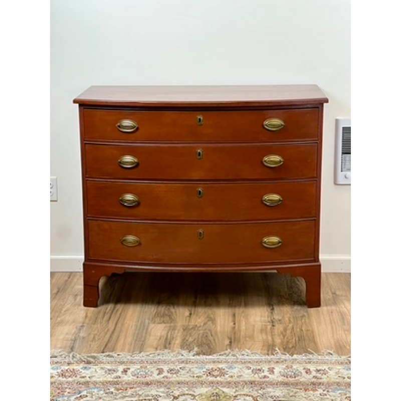 Antique Federal Mahogany Bowfront Four Drawer Chest c. 1830