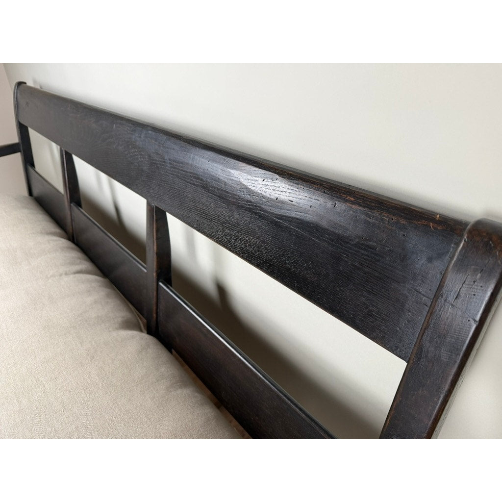 Antique English Oak Three-Seat Bench, Late 19th Century