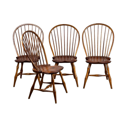Vintage Set of Four D.R. Dimes Bow Back Windsor Chairs (Bamboo)