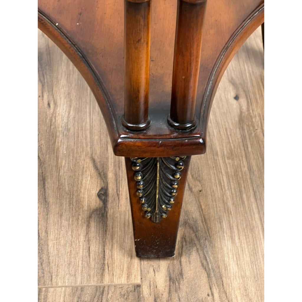 Vintage Round Granite Top Accent Table with Bamboo Style Legs