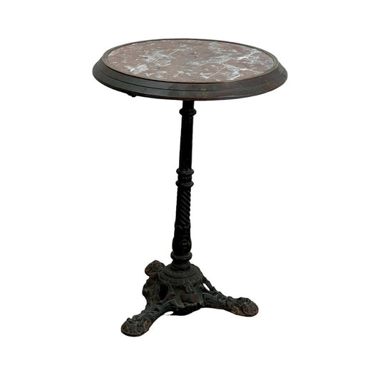 Antique French Napoleon III Cast Iron Marble Top Bistro Table c. 1850