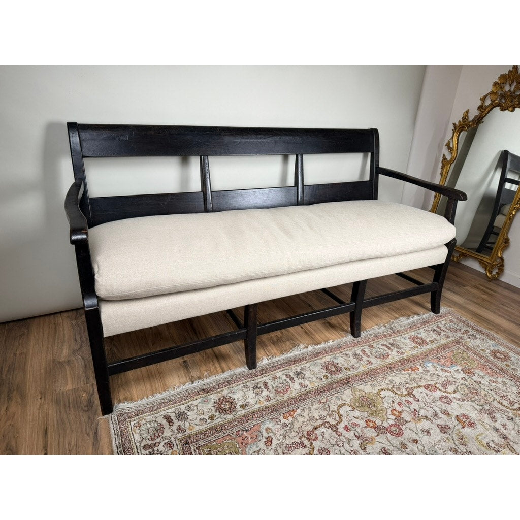 Antique English Oak Three-Seat Bench, Late 19th Century