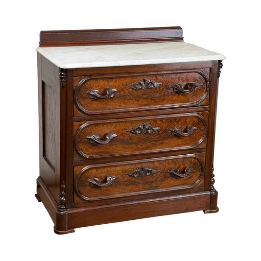 Antique Victorian Walnut Three Drawer Bachelor’s Chest c. 1880