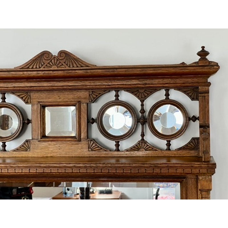 Antique Late Victorian Oak Buffet Server with Great Mirrored Back c. 1910