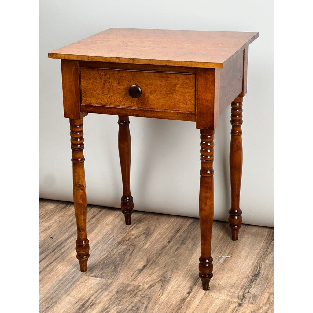 Antique American Sheraton Birdseye Maple One Drawer Stand c. Mid 19th Century