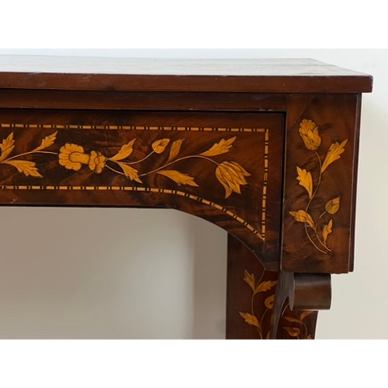 Antique 19th Century Dutch Floral Marquetry Console Pier Table