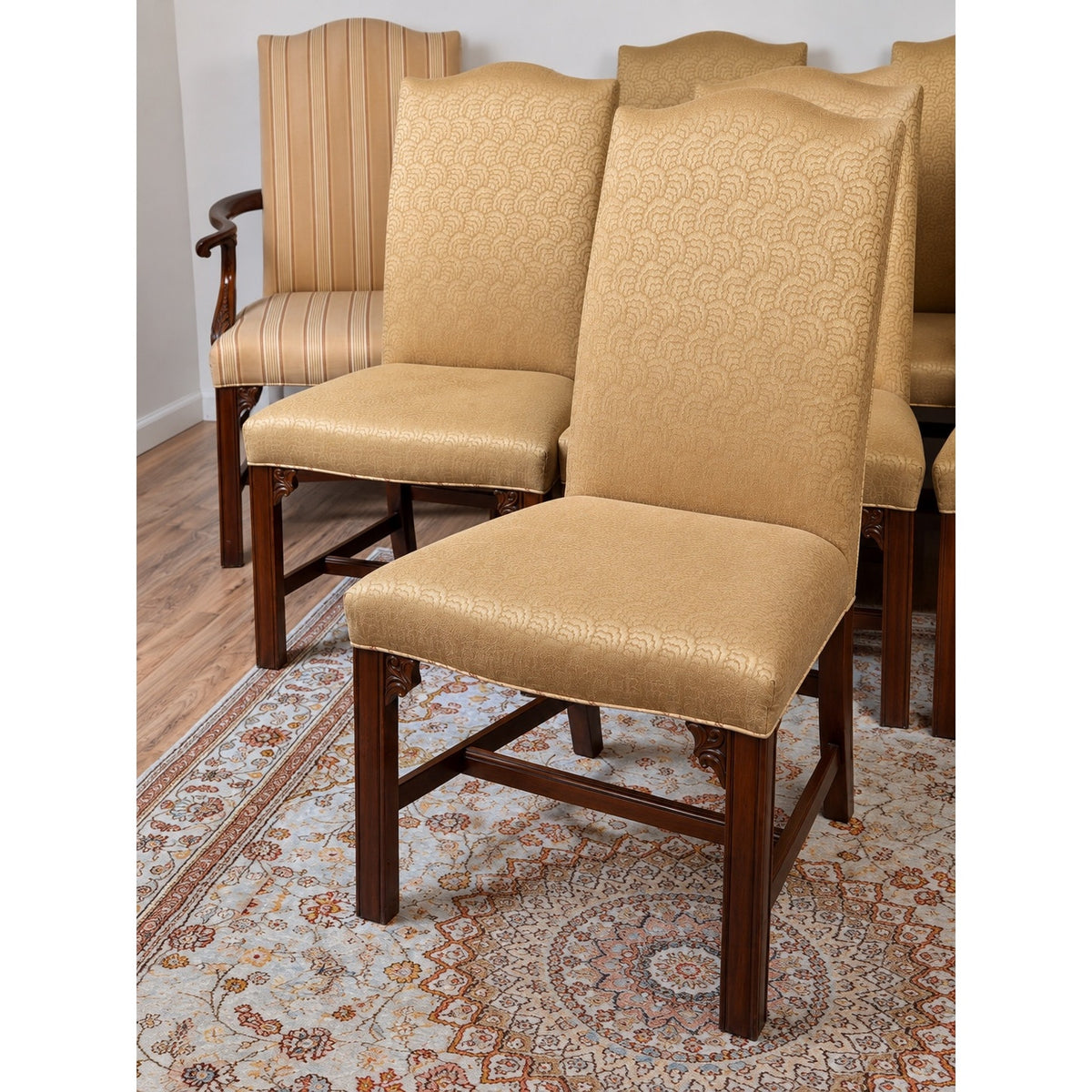 Set of 8 Henkel Harris Mahogany Chippendale Dining Chairs