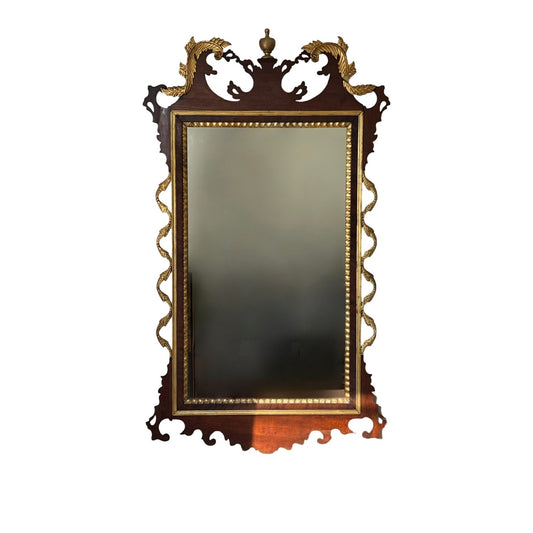 Antique Federal Period Parcel Gilt Chippendale Style Mirror c. 1830