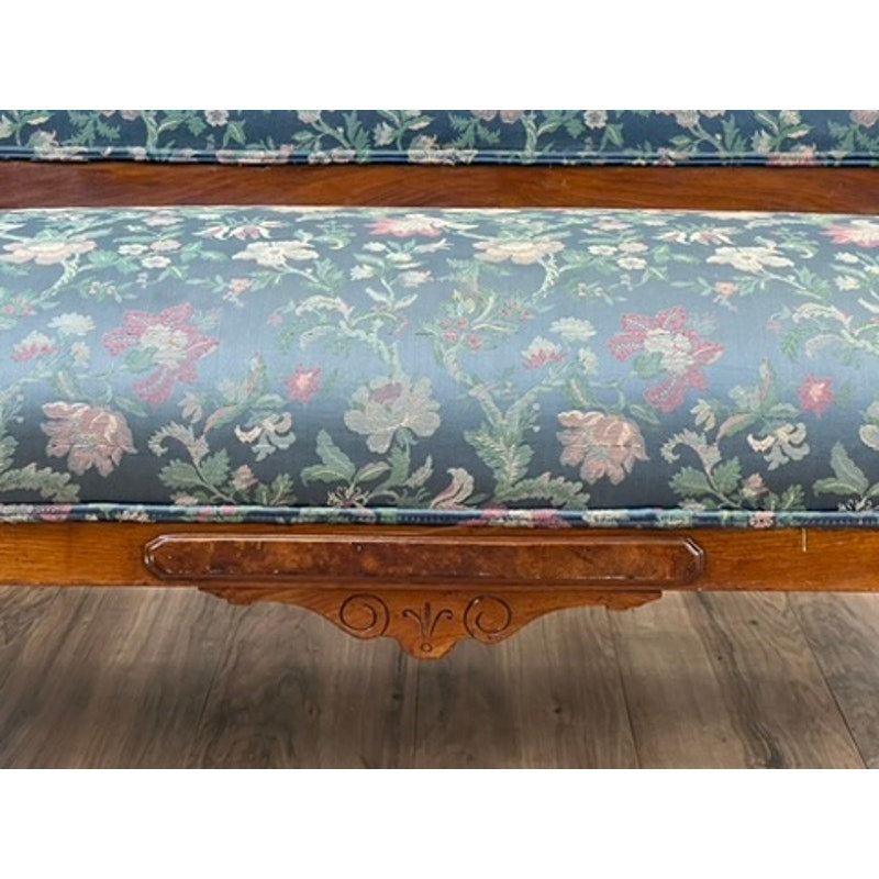 Antique Eastlake Victorian Walnut Burl Settee c. 1880