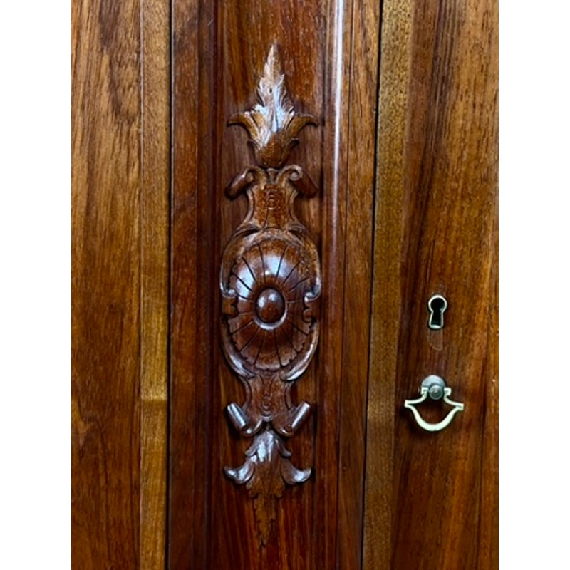 Antique Monumental French Renaissance Revival Solid Walnut Glass Door Bookcase c. Early 20th C.