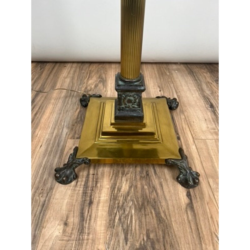 Arts and Crafts style floor lamp by Maitland Smith with paw feet base