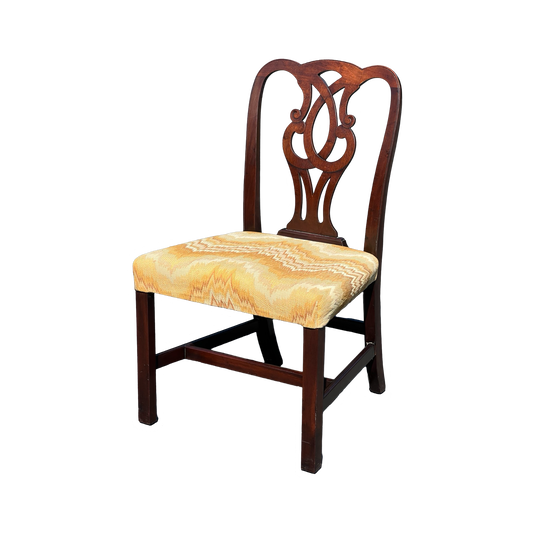 Antique Chippendale Mahogany Side Chair with Arched Crest Rail and Pierced Splat