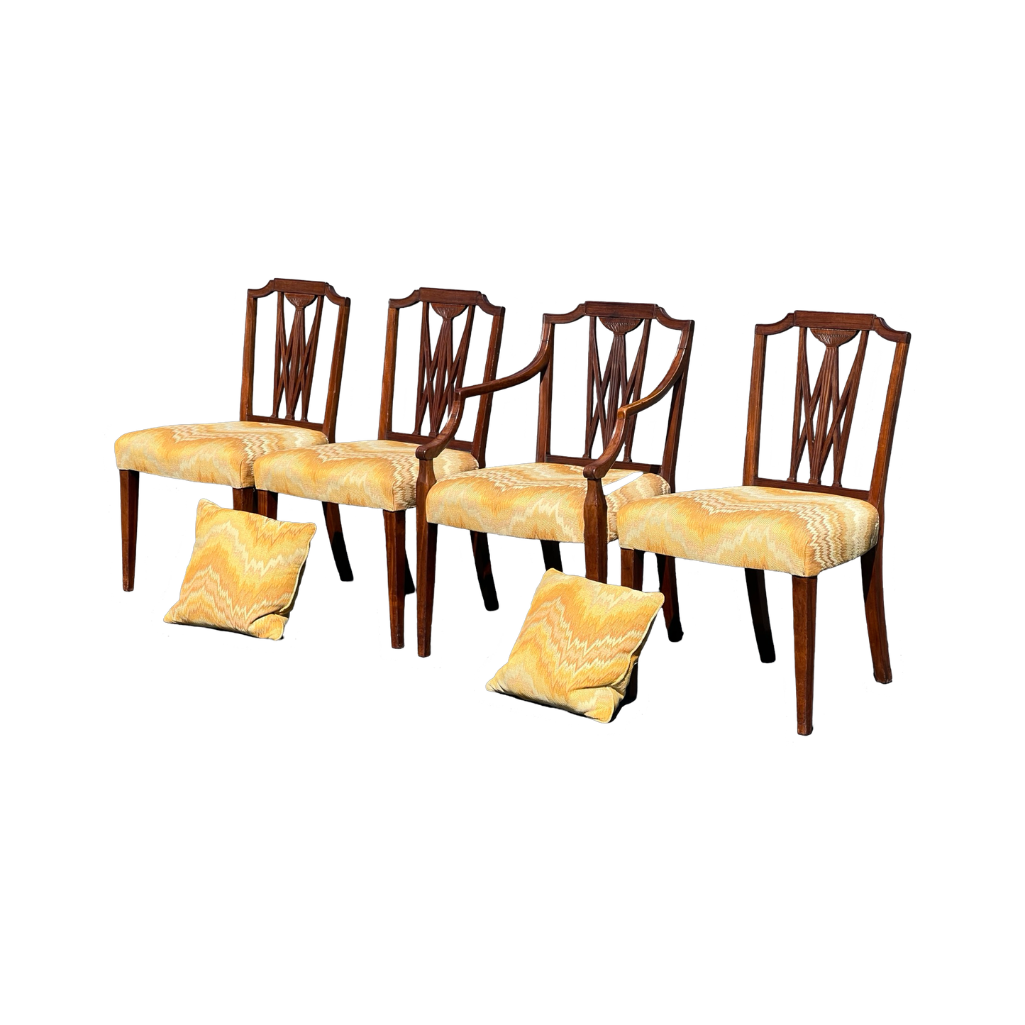 Fine Set of Four Antique 18th Century Carved Mahogany Hepplewhite Chairs