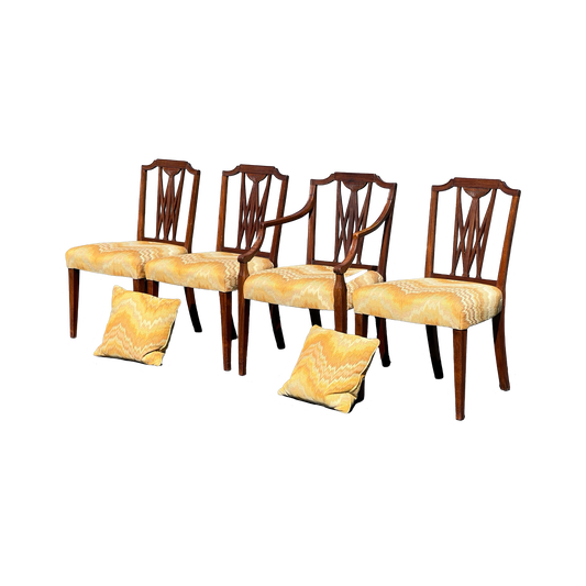 Fine Set of Four Antique 18th Century Carved Mahogany Hepplewhite Chairs