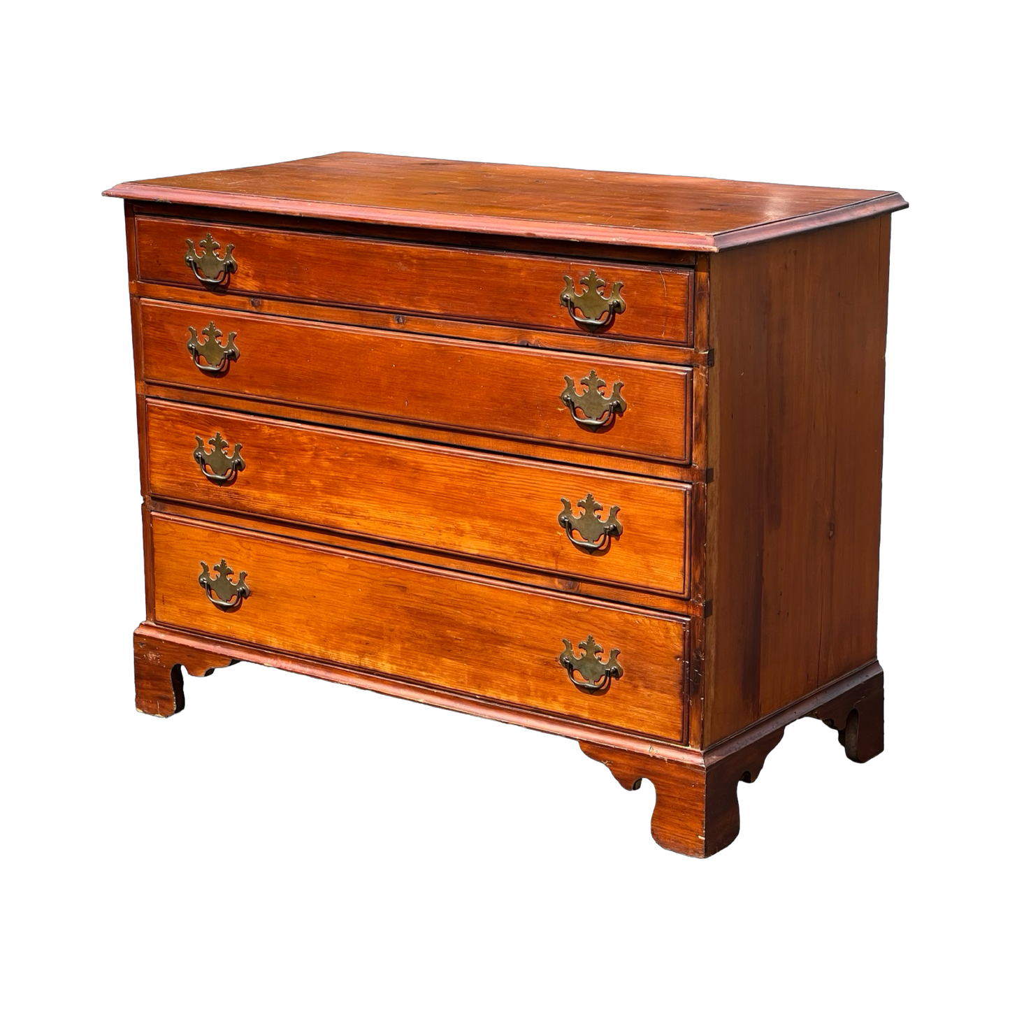 Antique Chippendale Pine Four Drawer Chest with Graduated Drawers