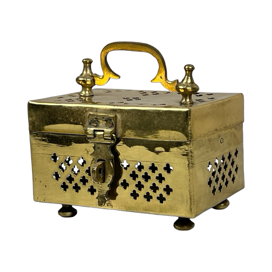 Antique Brass Anglo-Indian Cricket Box with Jali Work