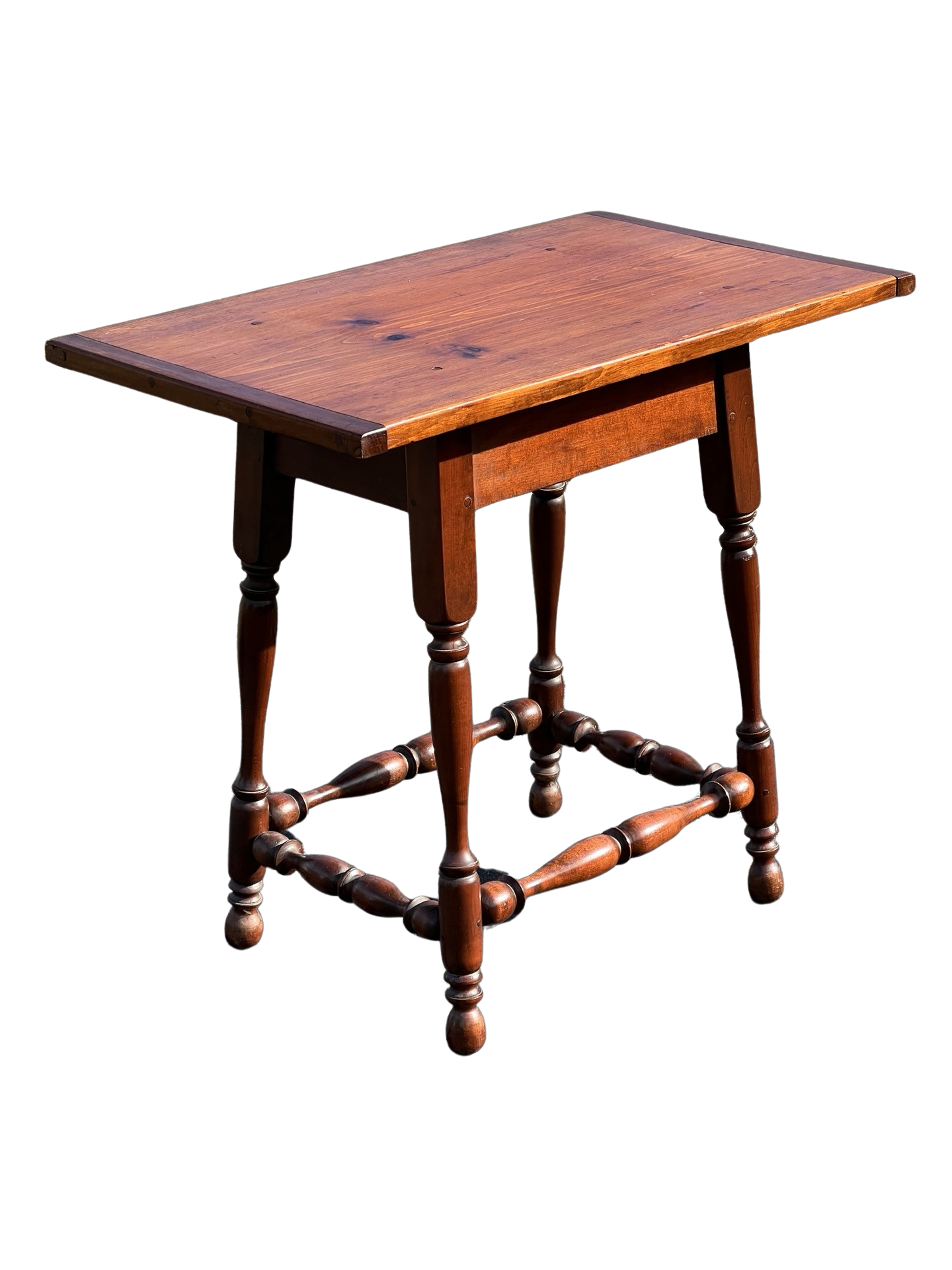 Good Reproduction Colonial Pine Tavern Table with Breadboard Ends