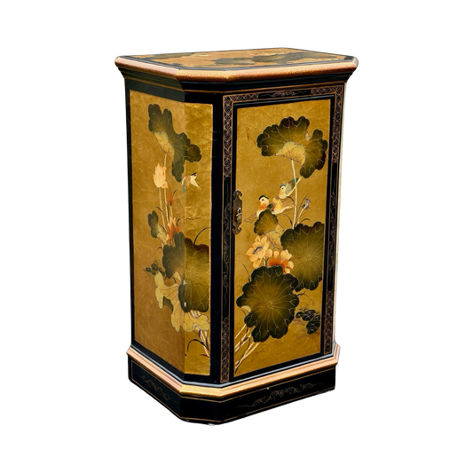 Vintage Asian Black Lacquer and Gold Cabinet