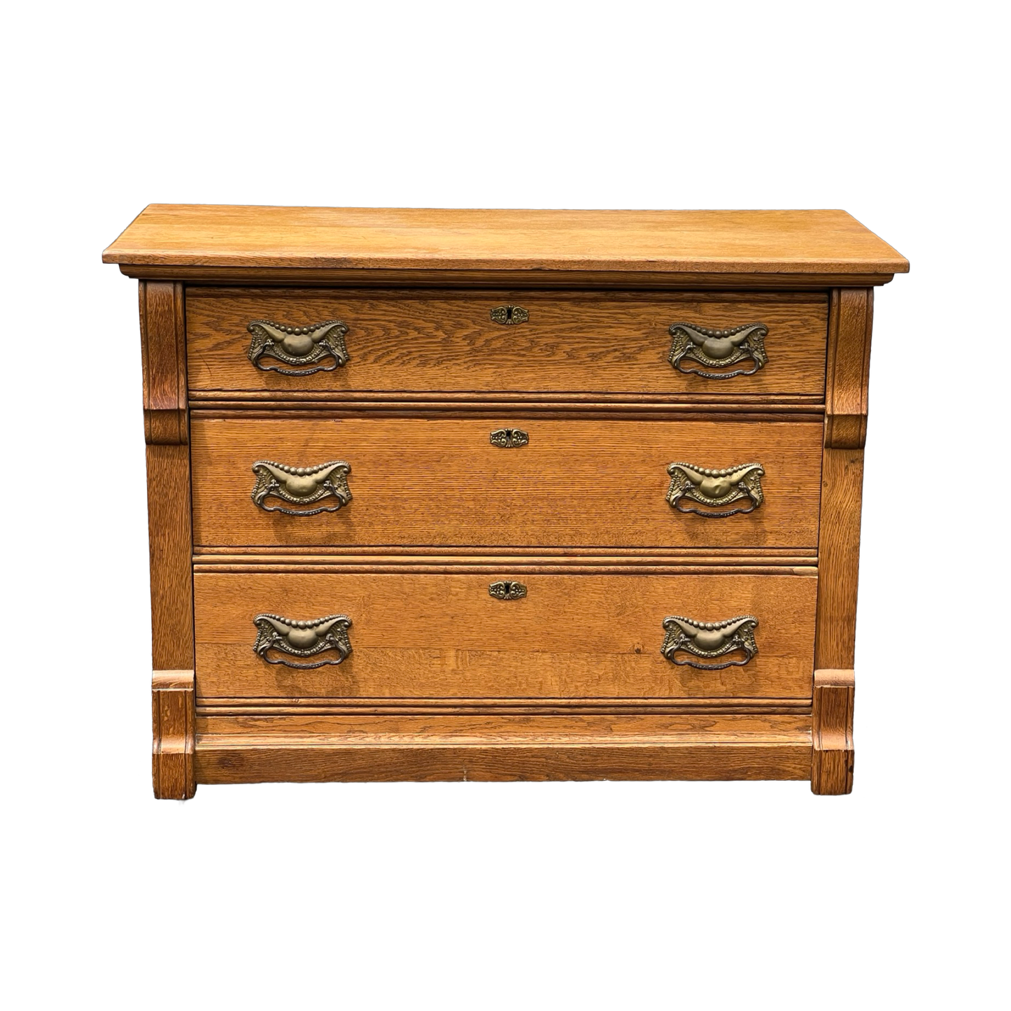 Antique Victorian Oak Three Drawer Chest c. 1900