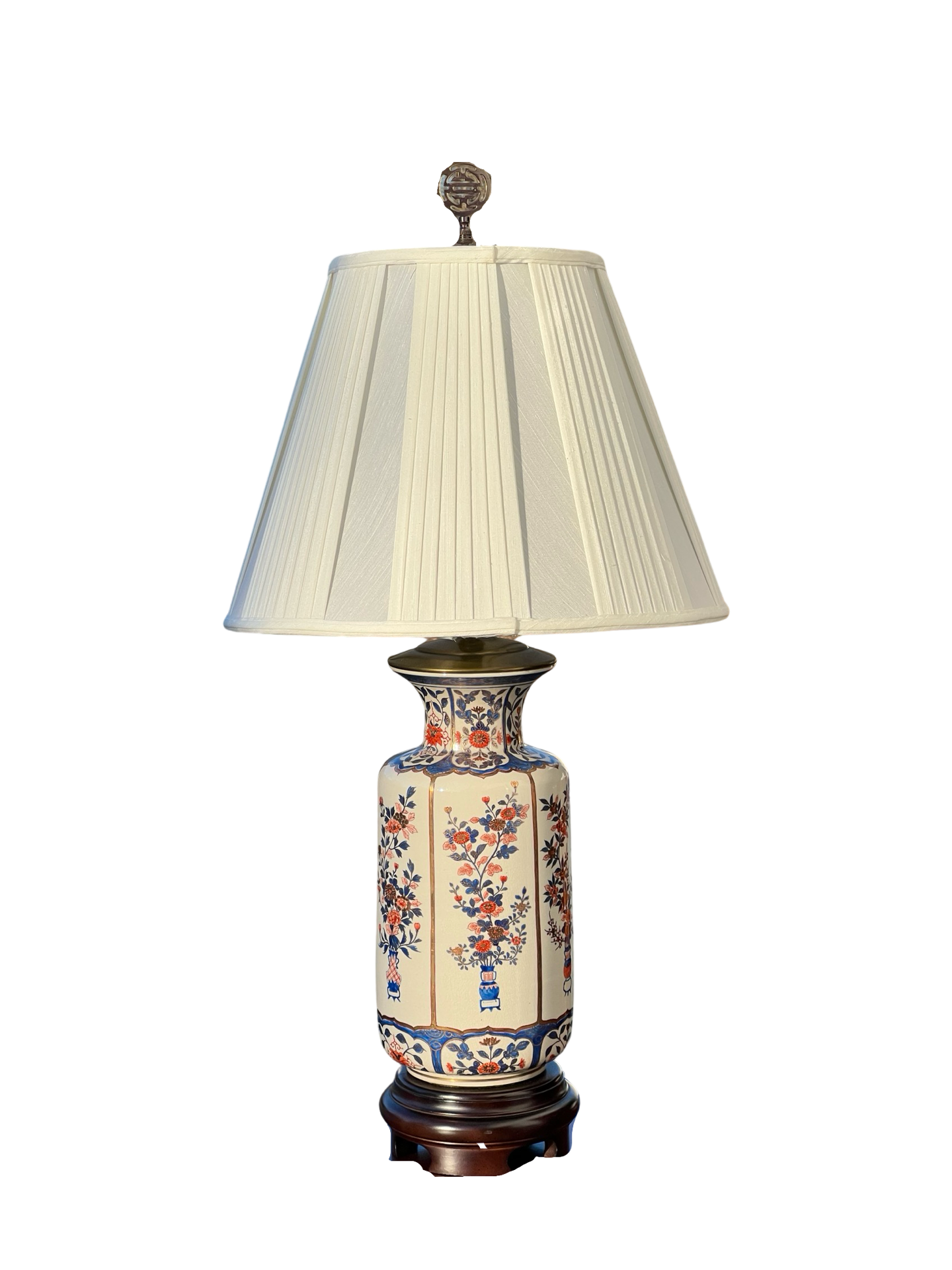 Vintage Asian Porcelain Urn Lamp and Shade