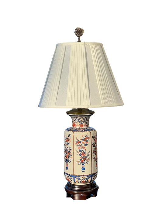 Vintage Asian Porcelain Urn Lamp and Shade