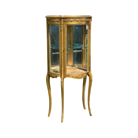 Antique French Louis XVI Style Gilt Wood Vitrine by Geo. C. Flint Co. NY.