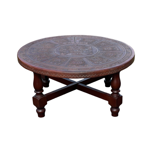 Mid-Century Angel Pazmino Tooled Leather Coffee Table for Muebles de Estilo, Ecuador c. 1960s