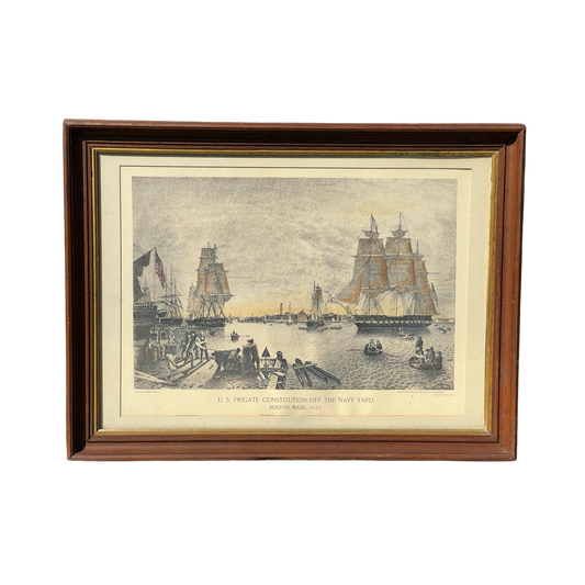 Framed Print of U.S. Frigate Constitution off the Navy Yard, Boston MA 1833