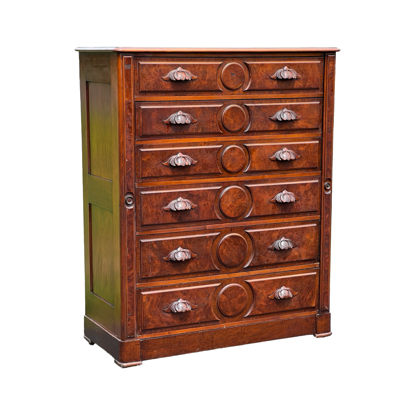 Antique Victorian Walnut Lockside Chest of Drawers c. Late 19th Century