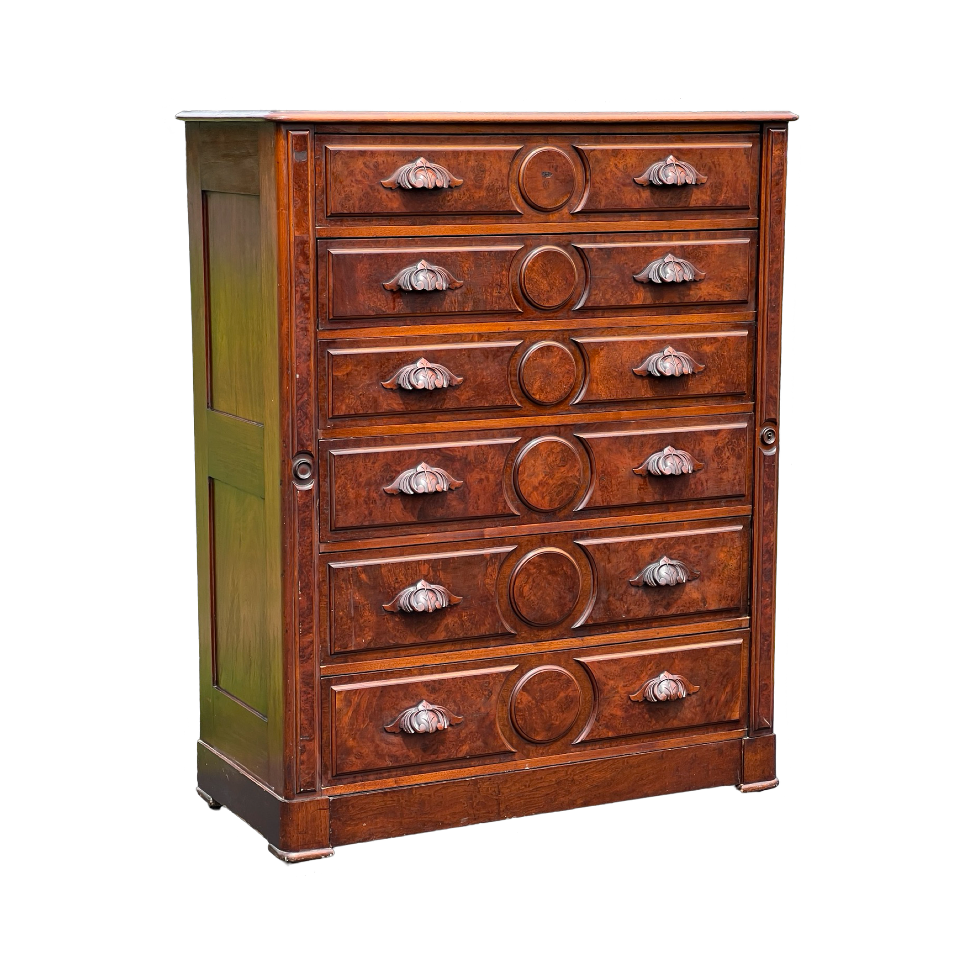 Antique Victorian Walnut Lockside Chest of Drawers c. Late 19th