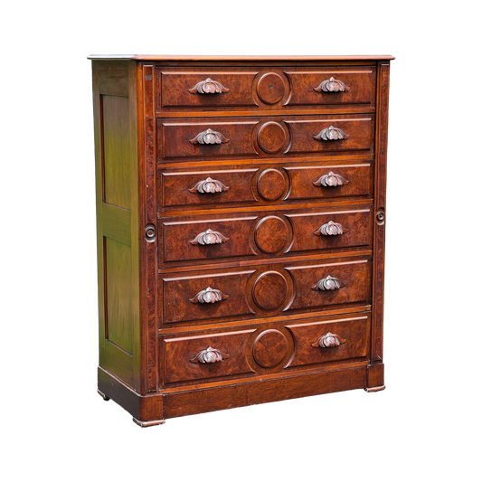 Antique Victorian Walnut Lockside Chest of Drawers c. Late 19th Century