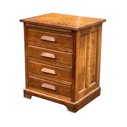 Antique Quarter Sawn Oak Four Drawer Office Cabinet c. 1920