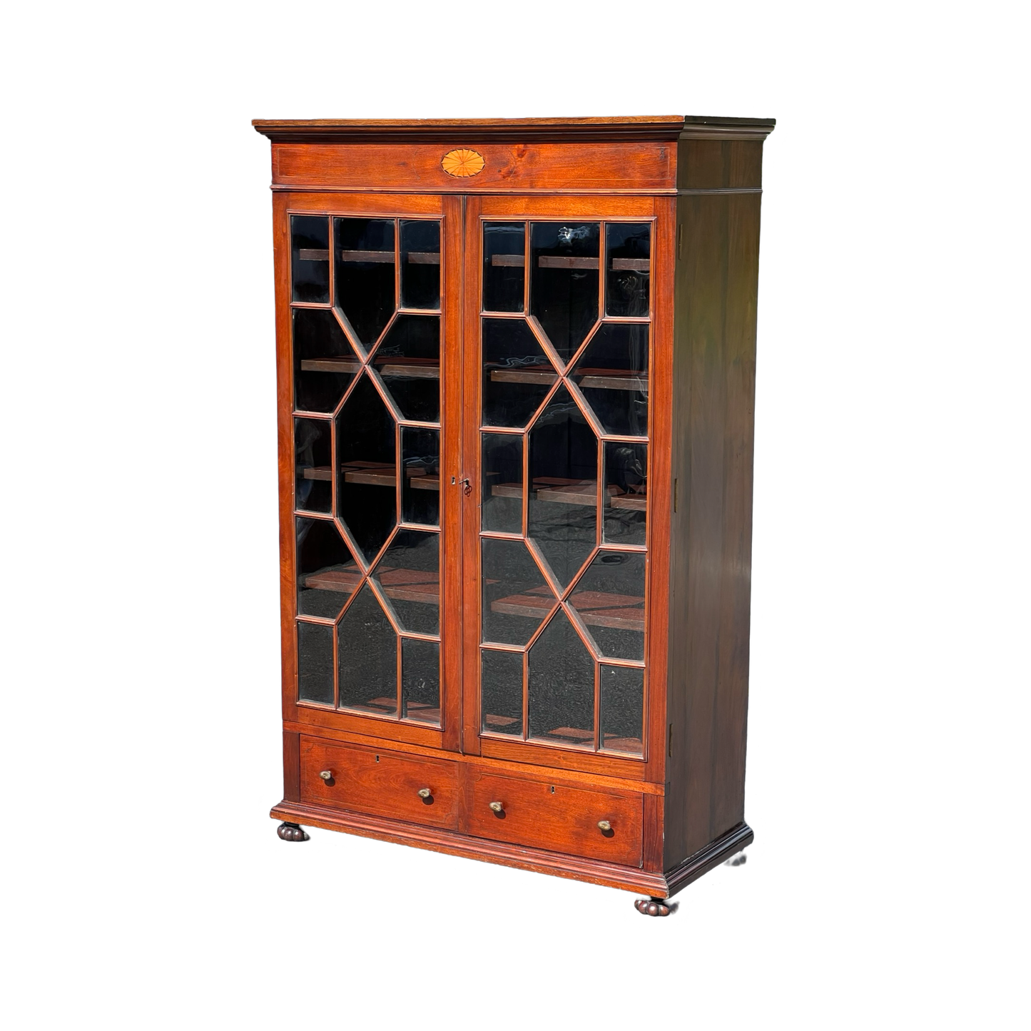 Antique Federal Style Mahogany Glass Door Bookcase c. Late 1800s